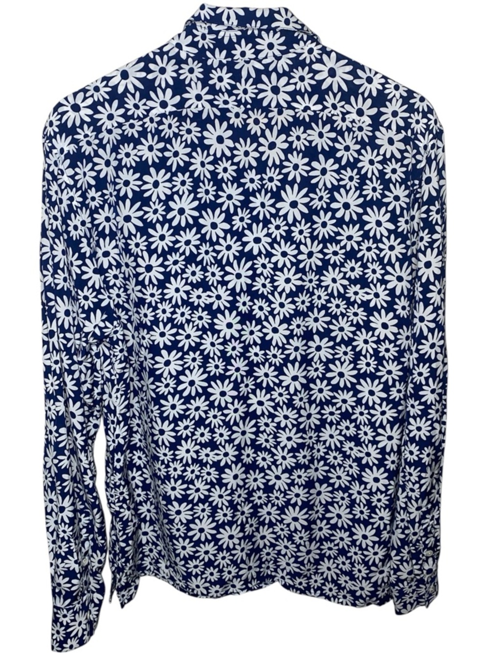 SANDRO Paris Navy and White Floral Print Men’s Button Down Dress Shirt - Picture 3 of 6